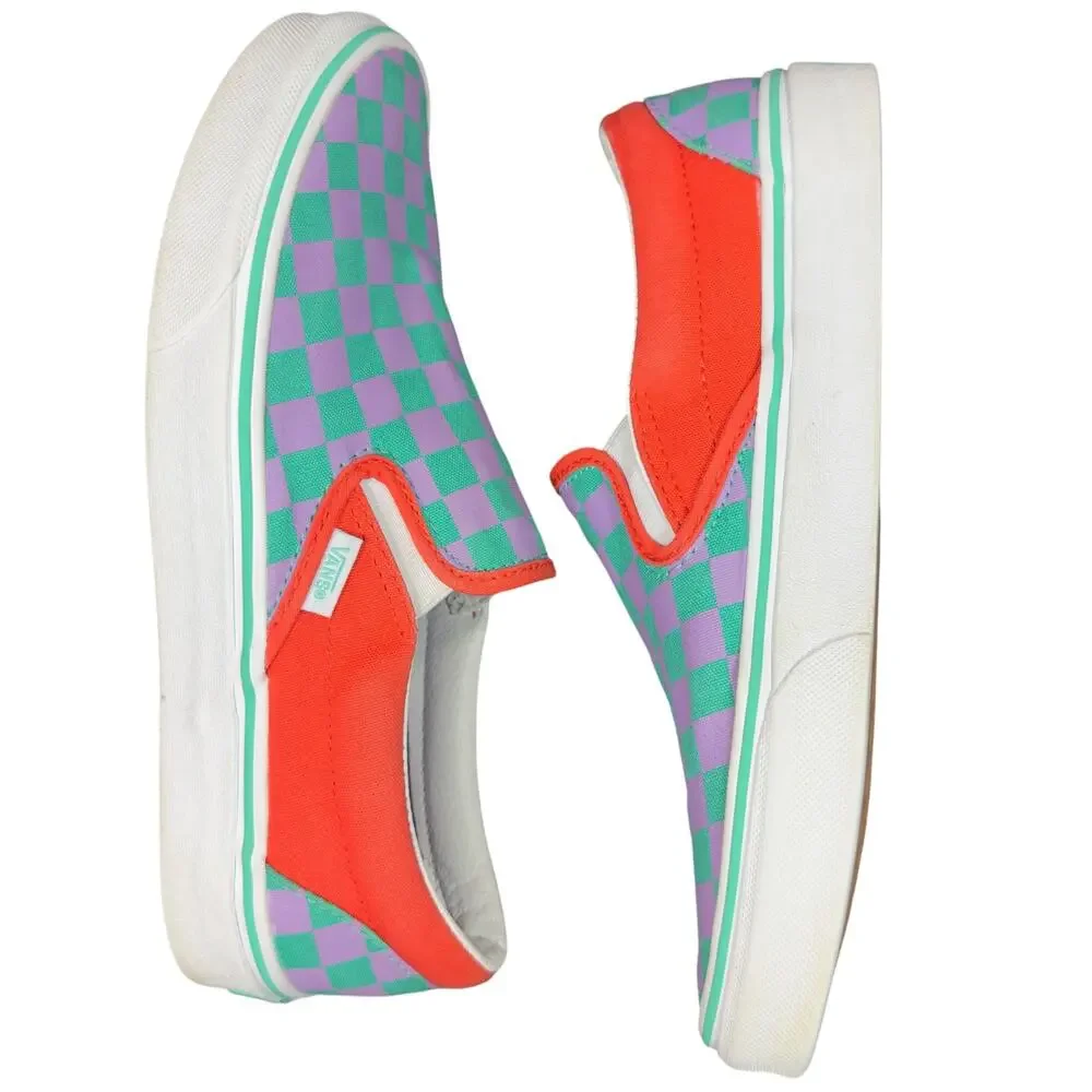 Vans Slip On Checkerboard Skate Shoe - Tomato / Orchid MEN 7/ WMN 8.5. EXCLUSIVE - Picture 13 of 16